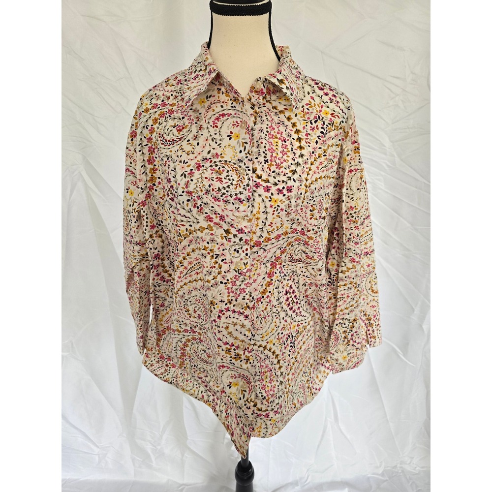 Westbound Woman Wrinkle Free Floral Print Button Up Shirt Top‎ Women's